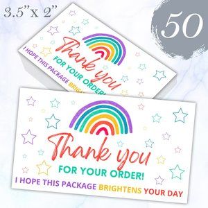 50 Rainbow Thank You Cards